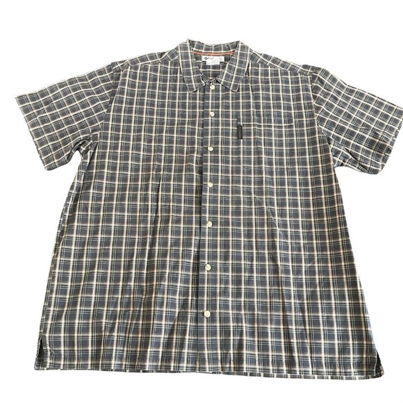 Columbia Other - Columbia 100% Cotton Gray Plaid SS Button Up Shirt, Size XL